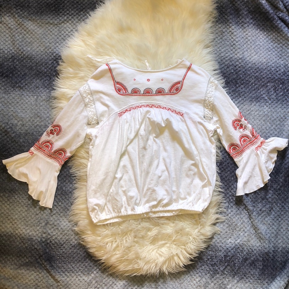 Free People | white embroidered peasant top M - Picture 5 of 5